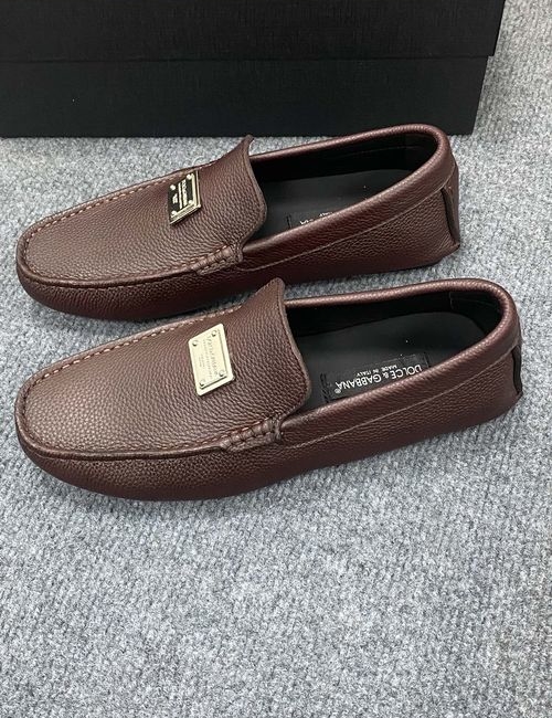 Dolce & Gabbana DG Leather Casual Loafers With Rubber Sole