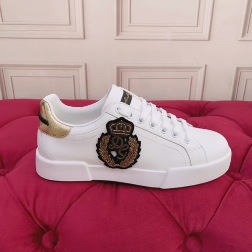 Dolce & Gabbana DG White Silk Cowhide Leather Shoes