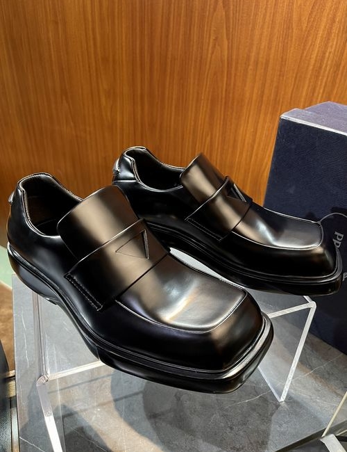 Prada Patent Leather Square Toe Leather Shoes