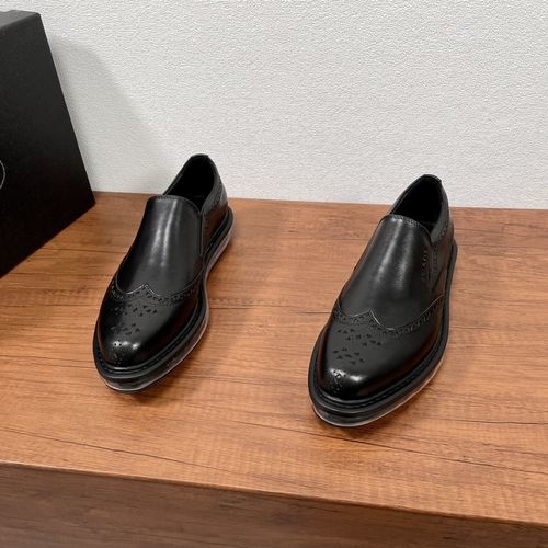 Prada Waxed Leather Air Cushion Casual Loafers