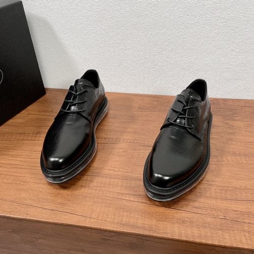 Prada Black Pebbled Leather Derby Shoes