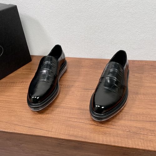 Prada Stone Grain Leather Slip-on Shoes