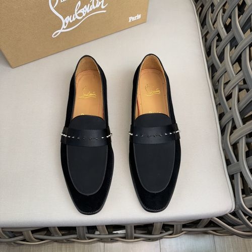 Christian Louboutin Cowhide Rivet Decor Leather Sole Shoes
