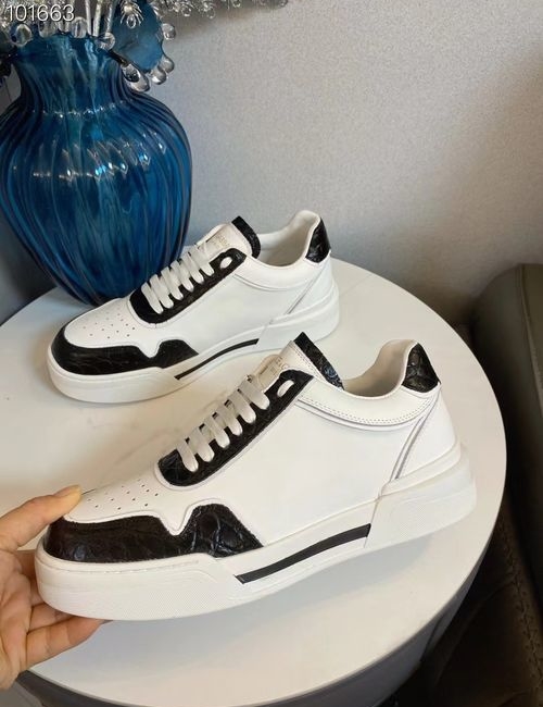 Dolce & Gabbana DG Logo Embellished Leather Sneakers With Brand Sole