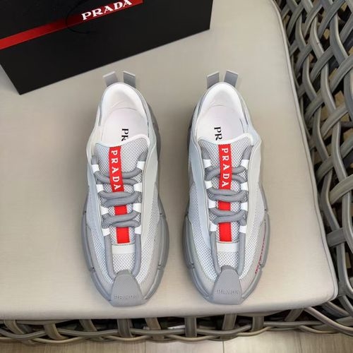 Prada Luna Rossa Platform Stitched Sneakers