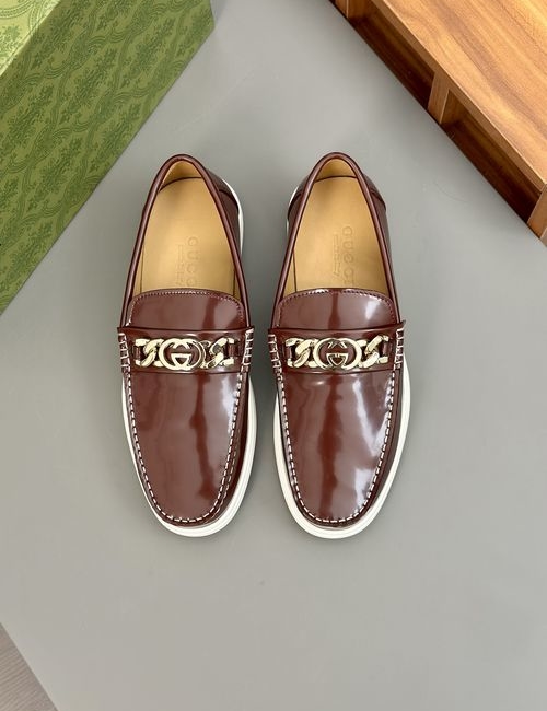 Gucci Handmade Leather Loafers Anti-odor Comfortable