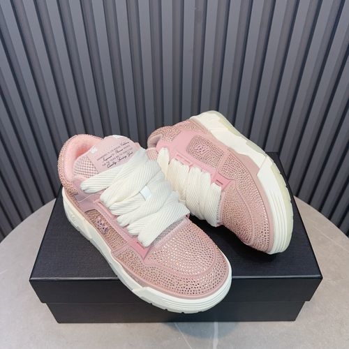Ami Diamond-Studded Couple Sneakers With Thick Sole