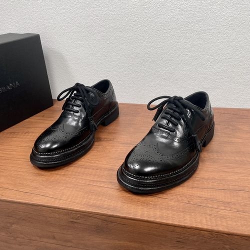 Dolce & Gabbana DG Brogue Carved Leather Derby Shoes