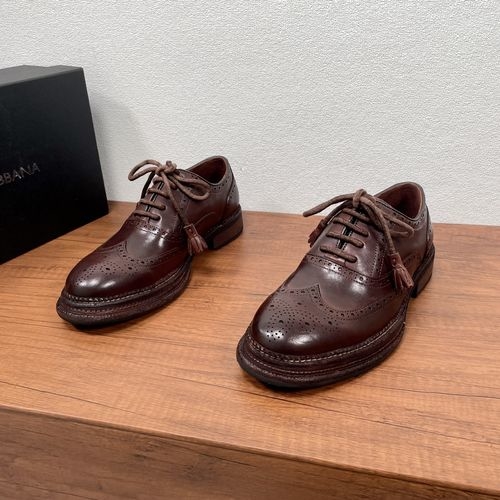 Dolce & Gabbana DG Brogue Carved Leather Derby Shoes
