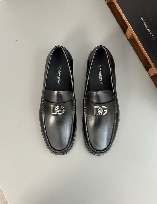 Dolce & Gabbana DG Leather Moccasin Loafer With DG Logo Accent