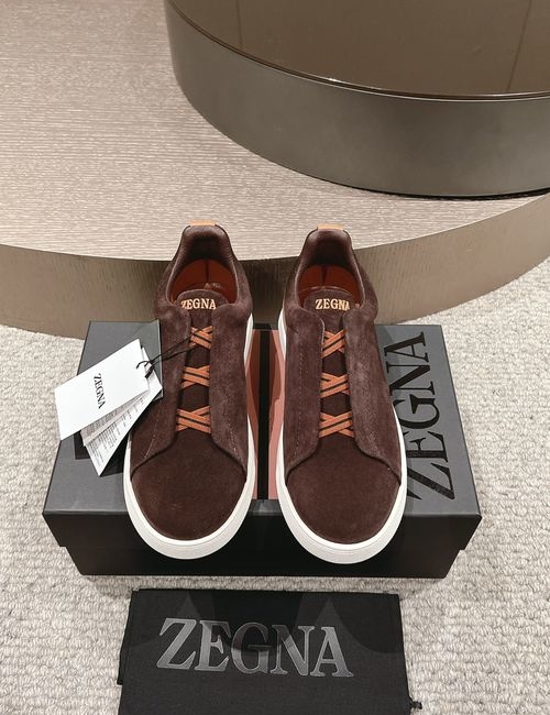 Zegna Triple Stitch Casual Leather Sneakers
