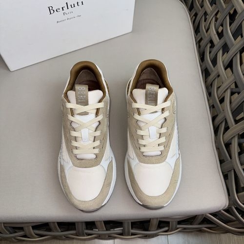 Berluti Skyrunning Leather Nylon Sneakers With Rubber Sole