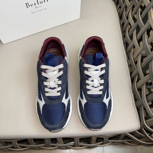Berluti Skyrunning Leather Nylon Sneakers With Rubber Sole