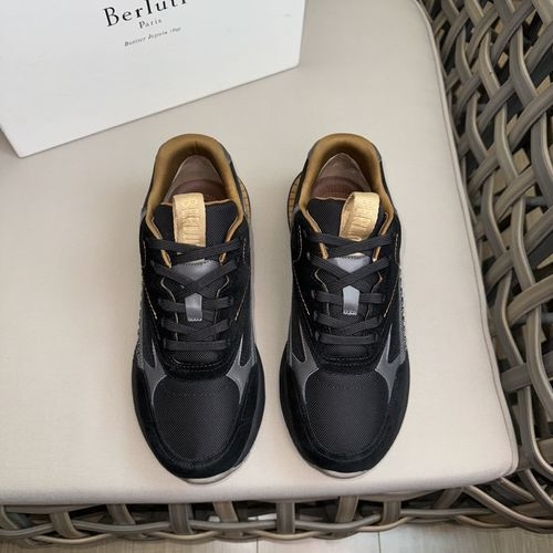 Berluti Skyrunning Leather Nylon Sneakers With Rubber Sole