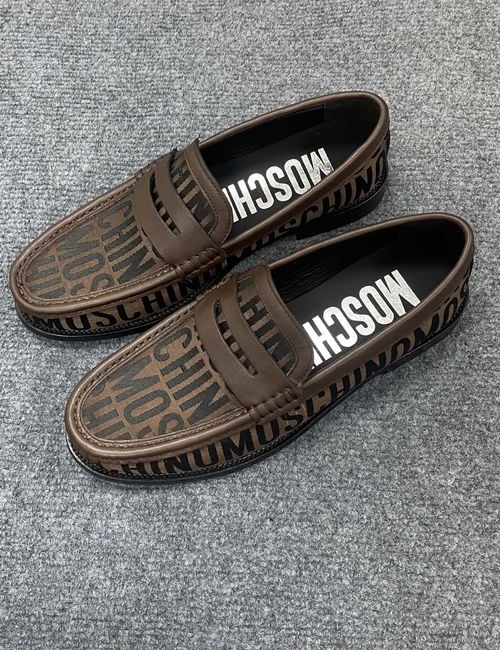 Moschino Allover Logo Leather Dress Shoes