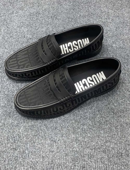 Moschino Allover Logo Leather Dress Shoes