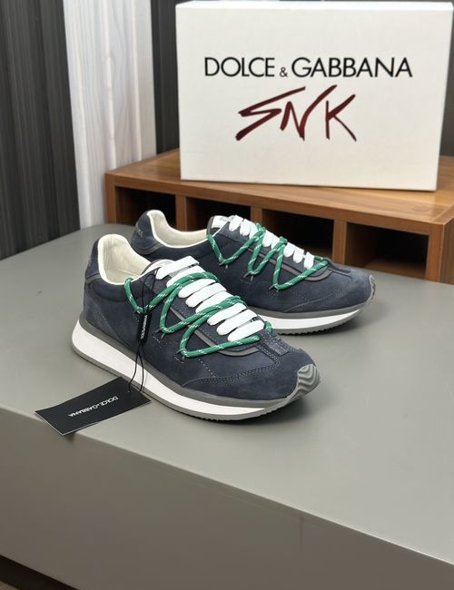 Dolce & Gabbana DG Leather Stitched Casual Sneakers With TPR Sole
