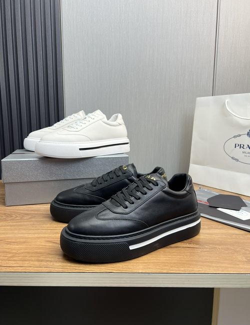 Prada Stitched Cow Leather Casual Shoes With Original Sole