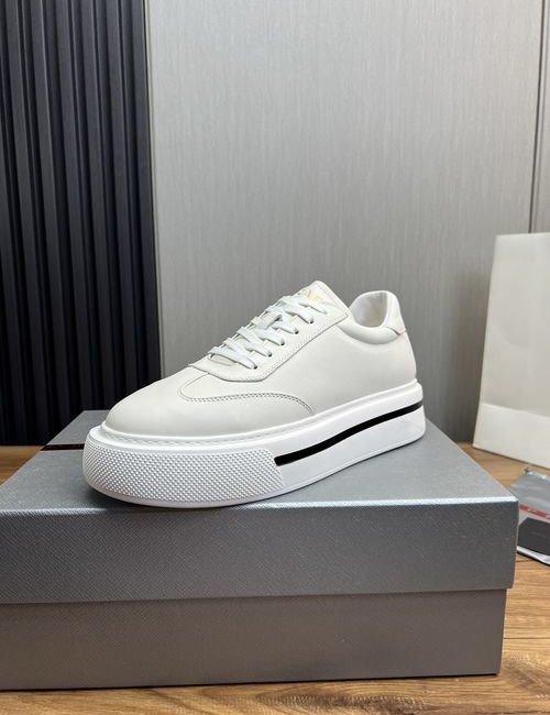 Prada Stitched Cow Leather Casual Shoes With Original Sole