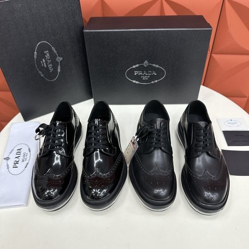 Prada Brogue Leather Sneakers With Air Cushion Sole