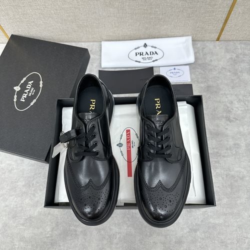 Prada Brogue Leather Sneakers With Air Cushion Sole