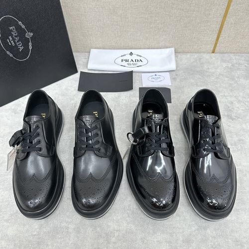 Prada Brogue Leather Sneakers With Air Cushion Sole
