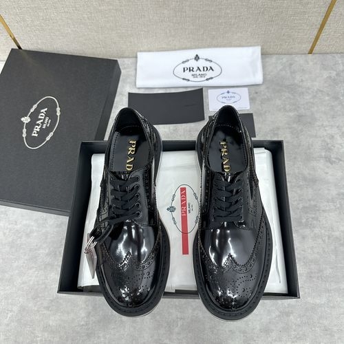 Prada Brogue Leather Sneakers With Air Cushion Sole