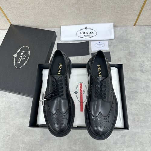 Prada Brogue Leather Sneakers With Air Cushion Sole