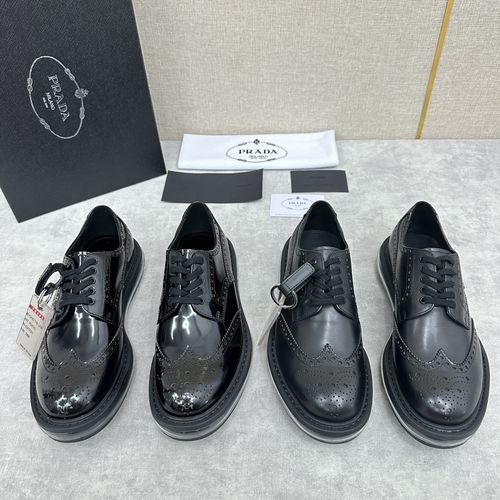 Prada Brogue Leather Sneakers With Air Cushion Sole