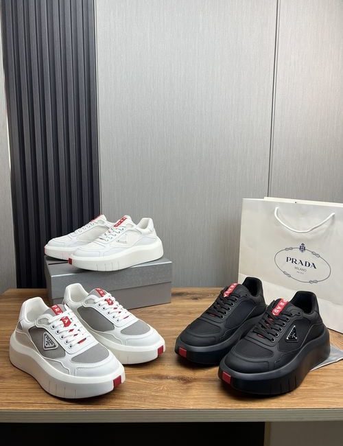 Prada Leather Mesh Stitching Shoes
