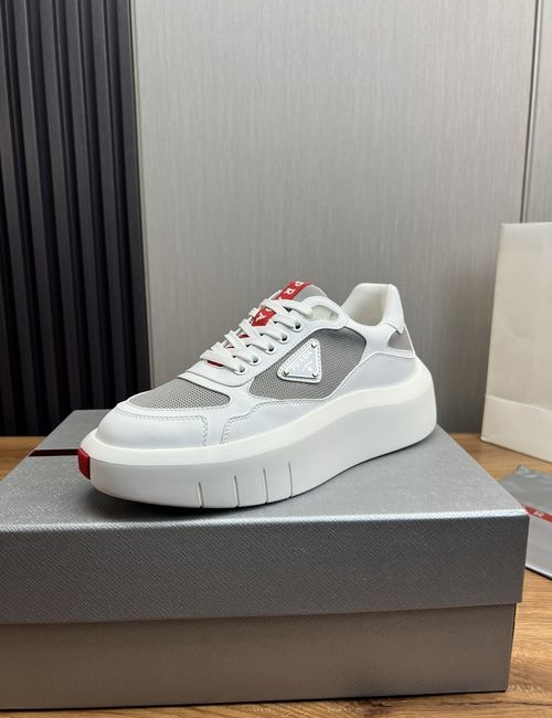 Prada Leather Mesh Stitching Shoes