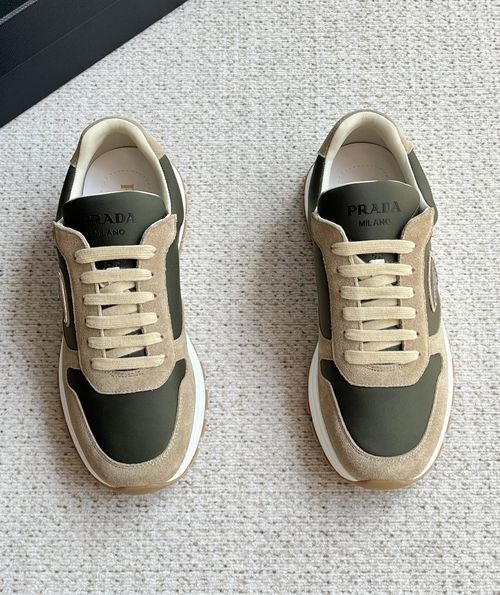 Prada Waterproof Mesh Leather Casual Sneakers