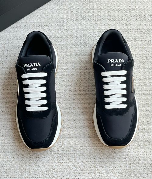 Prada Waterproof Mesh Leather Casual Sneakers