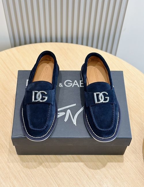 Dolce & Gabbana DG New Florio Suede Moccasin Shoes Cowhide Upper Leather Insole Rubber Sole