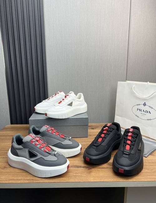 Prada Leather Mesh Stitching Shoes