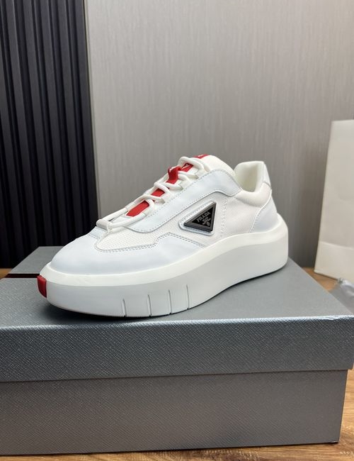 Prada Leather Mesh Stitching Shoes