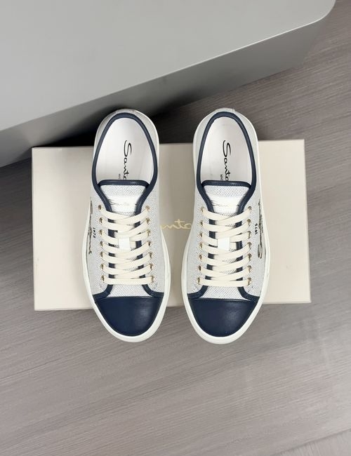 Santoni Leather Casual Shoes Mesh Lining IP TPU Sole