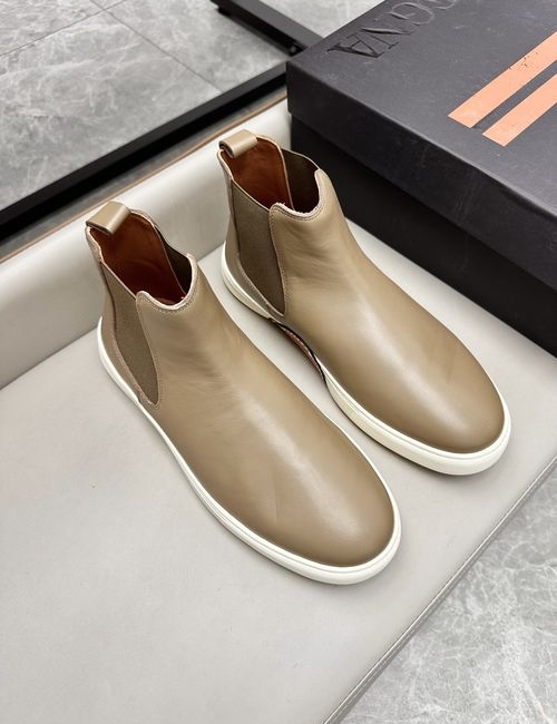 Zegna Triple Stitch Cowhide High-top Sneakers