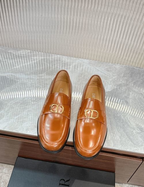 Christian Dior CD Brown Patent Leather Loafers With Sole