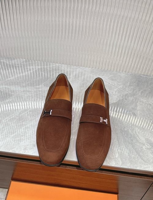 Hermes Brown Leather Loafers Durable Sole