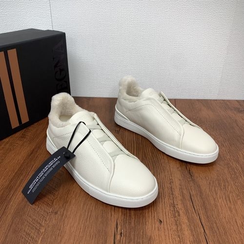 Zegna Deer Skin Sneakers With Wool Lining And Triple Stitch