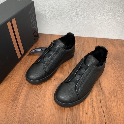 Zegna Deer Skin Sneakers With Wool Lining And Triple Stitch