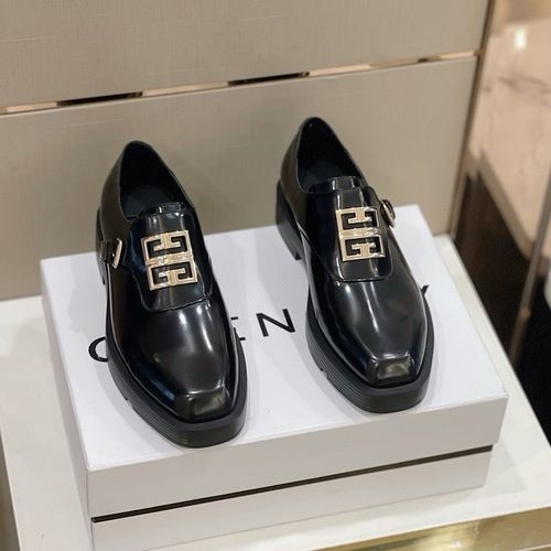 Givenchy Squared Loafers, Metallic Logo Genuine Sole