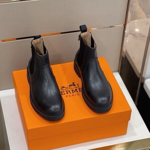 Hermes Calfskin Chelsea Boots With H Buckle