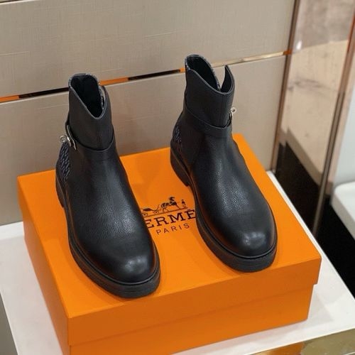 Hermes Calfskin Ankle Boots With Kelly Buckle