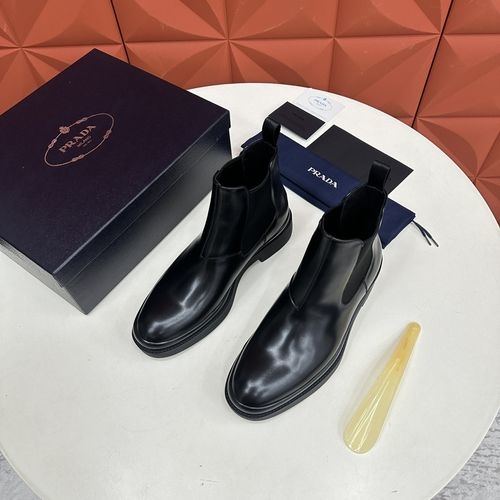 Prada Chelsea Boots With Brogue Design