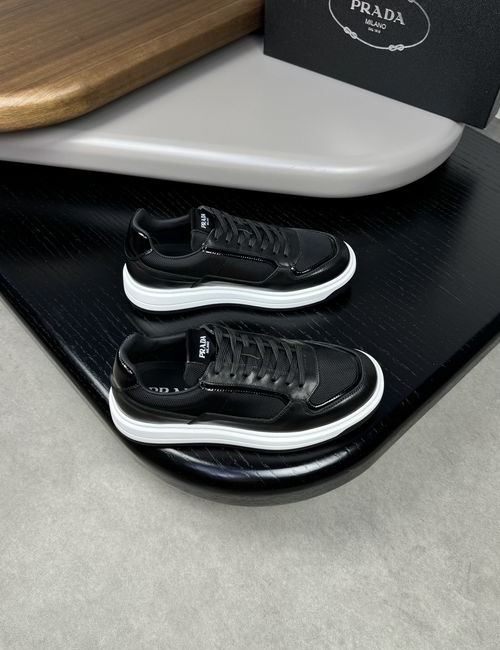 Prada Nappa Leather Sneakers With Tongue Logo