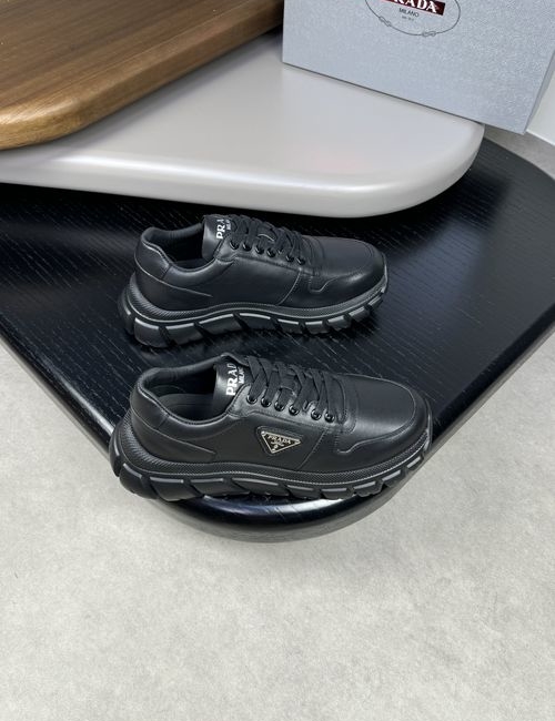 Prada Nappa Leather Sneakers With Metal Details