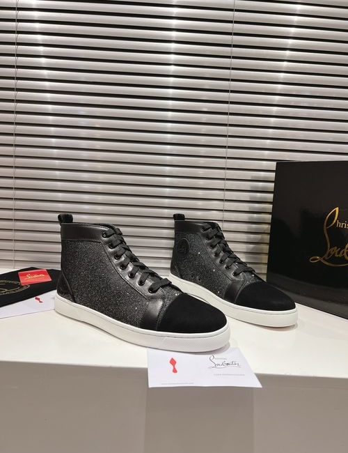 Christian Louboutin High Top Color Block Black Gray Shoes