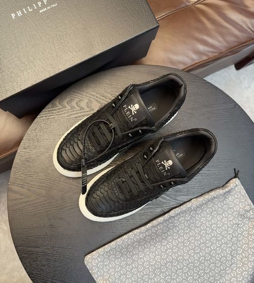 Philipp Plein Nappa Leather Hexagon Decor Sneakers